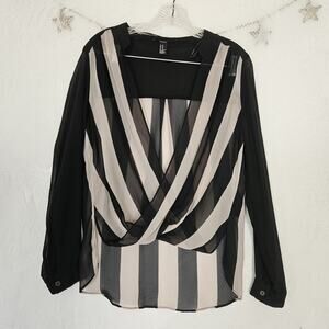 Forever 21 Medium Sheer Faux Wrap Top Fairygoth Classic Dreamy Edgy Old Money